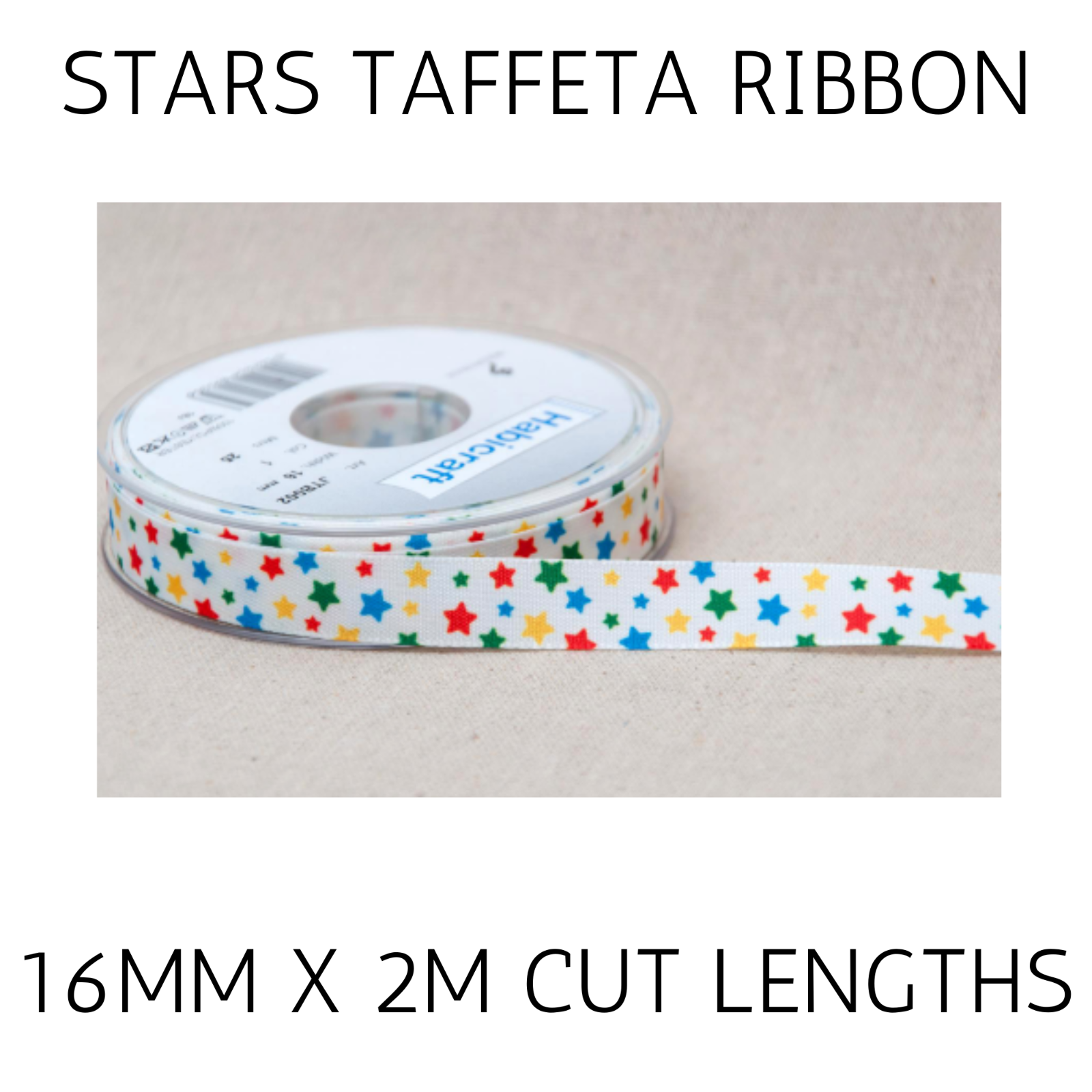 Stars Taffeta Ribbon Width 16mm x 2m. Birthday Cake Ribbon, Craft Ribbon.0