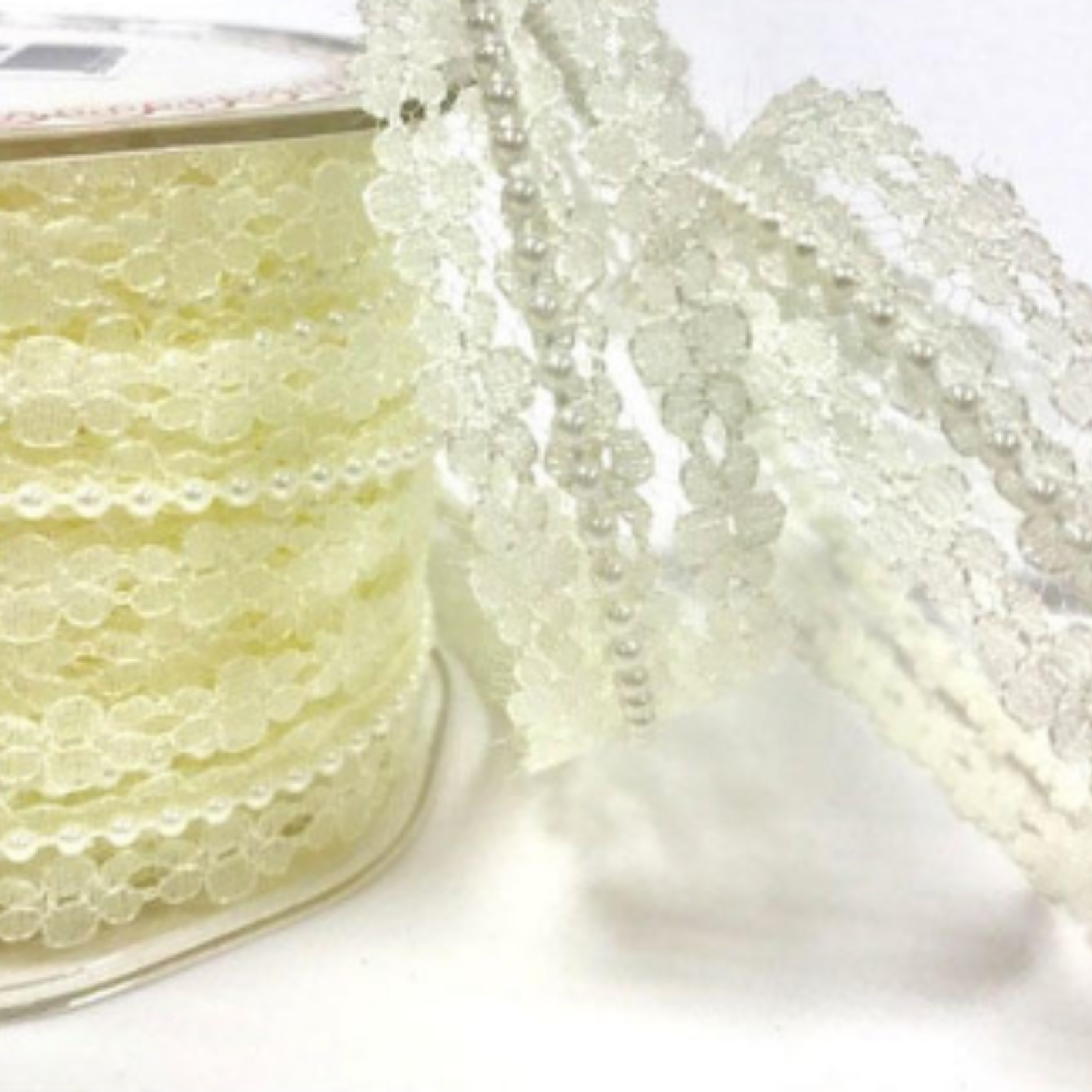 Vintage Ivory Beaded Lace Trimming Width 25mm1